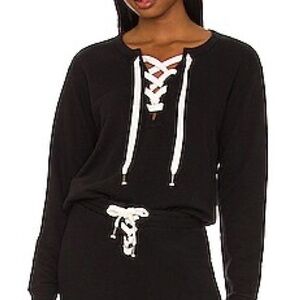 Chaser Lace Up Pullover, Black size S NWT